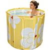 Wellzenith® Vasca da bagno pieghevole 70 × 65 cm per adulti - Vasca da bagno profonda portatile per acqua calda e fredda con tubo di scarico e cuscino da seduta, salvaspazio vasca pieghevole per
