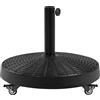 Yaheetech Base per Ombrellone da Giardino in Resina con Ruote da 25,3 kg Supporto per Pali da Ø38 mm e Ø48 mm Simile Rattan Esterno Veranda Terrazza Piscina Spiaggia Patio Nero