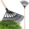 KOTARBAU® Rastrello per Foglie - Plastica - 44 cm - Nero - Rastrello Giardino - con Manico - Rastrelli - per Foglie - Erba - Siepi Leggero - Resistente - Universale