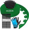Hengrongshen Bordura per Aiuola, Bordura per Giardino 20m x 5cm, Bordature da Giardino, Bordure per Aiuole, Bordo per Aiuole, Bordatura Aiuole Giardino, Bordo Giardino Flessibile con Guanti e 80 Unghie - Verde