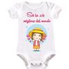 La Ruotante Body neonato in 100% cotone manica corta miglior zia chiedi super speciale progress menomale mondo pazzi regalo festa auguri nascita tutina (3, 0-6 mesi)