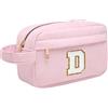 Toozen Borsa per cosmetici per donna Personalizzata Iniziale, Pochette Trucchi Viaggio con Tasca Interna, Trousse Trucchi Organizer Cosmetici, Regalo Compleanno Natale Ideale per Donne Ragazze Amic Rosa D