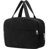 Huiguli Borse Cosmetica in Velluto a Coste, Borsa da Toilette da Viaggio con Manico, Pochette Donna Trucchi, Beauty Case da Viaggio (Nero)