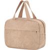 Huiguli Borse Cosmetica in Velluto a Coste, Borsa da Toilette da Viaggio con Manico, Pochette Donna Trucchi, Beauty Case da Viaggio (Cachi)