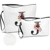 DBPBToU PU Pelle A-Z Beauty Case Donna da Viaggio, 2 Pezzi Set Trousse Trucchi Donna Di Alta Qualità Con Lettere Alfabeto (J)