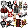 Tuyatezhi 15 pezzi cartoni animati neri serie musicali ricamati patch rock scheletro termoadesiva ferro on sew on toppe adesivi adesivi fai da te per magliette, magliette, zaini, borse, cappelli