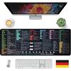 APKOL Tappetino Mouse Scorciatoie Excel Tedesco 800x300 mm, Modello Combinazione Tasti Scorciatoia Excel, Tappeto Ufficio Esteso Formule e Scorciatoie per Tastiera, Accessorio Ufficio