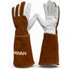 MIGVAN Guanti da saldatura in pelle bovina - Guanti lunghi ignifughi per saldatura MIG/TIG, barbecue, camino, forno e cucina - Resistenti al calore, unisex, taglia M