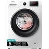 Hisense WFPV8012EM - Lavatrice a Carica Frontale 8 Kg, 1200 rpm, 15 Programmi, Vapore, Display LED, Programma Rapido, Partenza Ritardata, Child Lock, Bianco/Nero