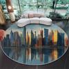 Generic Tappeto Morbido Rotondo 160 cm, Lavabile Antiscivolo Tappeto Soggiorno Rotondo Soffice Moderno Skyline Della Città Superficie Dell'Acqua Stampato per Camera da Letto Sala da Pranzo Cucine, Blu