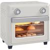 HOMCOM Mini forno ad aria calda 10L, forno a calore rotante 1000W friggitrice senza olio con timer 60 min con temperatura regolabile 80°C-230°C, piastra e griglia da cucina inclusi, crema