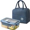 BRYN 1400ml Porta Pranzo Ermetico con Borsa Termica Porta Pranzo, Bento Lunch Box Microonde con Maniglia, Portapranzo con Scomparti e Posate, per Picnic, Campeggio, Fitness, Scuola, Ufficio（Blu）