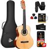 Pyle Kit Chitarra Acustica per Principianti, Strumento Tutto in Legno di Misura 1/4 Junior per Bambini, Adulti, Frassino Naturale da 76,2 Centimetri