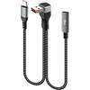 HENYGEN Cavo sdoppiatore USB ad angolo di 90 gradi per ricarica rapida e trasferimento dati, compatibile con computer portatile e auto, cavo splitter USB angolato da 25 cm