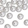 URROMA 30 Pezzi di Perle Finte con Strass, Bottoni Rotondi in Acrilico Argento Vintage Retrò con Cristalli per Cucire, Anelli per Gioielleria Fai-da-Te, 23 mm