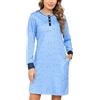 Jahetuul Camicia da Notte Donna Cotone a Maniche Lunghe con Tasche Vestaglia Donna con Bottoni Camicia da Notte Aperta Davanti con Stampa Floreale Leggero e Confortevole