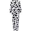 BESPORTBLE Set Completo Donna di Flanella Maniche Lunghe, Design Cartone Animato Mucca, Morbido e Traspirante, per Autunno e Inverno