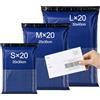 Brysalis 60 Pcs Buste per Spedizioni Tessile, Autoadesive Sacchetti Spedizione, Impermeabili Busta Postali Plastica, Opaqui Pochette per Spedizioni Postali per Scarpe, Libri(Blu, 3 Taglie, S/M/L)