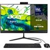 Acer Aspire C24B-GMTL Computer Fisso All in One, Pc Desktop, Intel Core Ultra 5 115U, Ram 8 GB DDR5, 512 GB SSD, Display 23.8 IPS FHD 120 Hz, Intel Graphics, WiFi 6, Webcam, Windows 11 Home, Nero