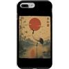 Japanese Crane Red Sun Woodblock Traditi Custodia per iPhone 7 Plus/8 Plus Gru Al Tramonto Sole Rosso Legno Giapponese Tradizionale Giappone
