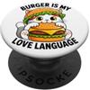 Cat Food Cartoon Cheeseburger Cute Cat Cartoon Burger è il mio amore e lingua PopSockets PopGrip Adesivo