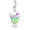 HuooNew Ciondolo in argento Sterling 925 a forma di zampa, gatto, cane, geco, adatto per braccialetti europei a serpente, gioielli fai da te, regalo per donne, Small, Zinco, Zircone