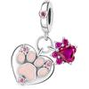 HuooNew Ciondolo in argento Sterling 925 a forma di zampa, gatto, cane, geco, adatto per braccialetti europei a serpente, gioielli fai da te, regalo per donne, Small, Zinco, Zircone