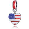 HuooNew Ciondolo in argento Sterling 925, con bandiera degli Stati Uniti e Brasile, compatibile con braccialetti Pandora, gioielli fai da te per le vacanze, regalo per donne, Piccolo, Zinco, Zircone