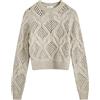 Sportmax Narvel Maglione Crop Traforato in Lana Pearl Grey