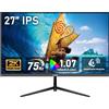Gawfolk Monitor per computer IPS da 27 pollici 2K QHD (2560×1440), schermo per P