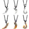 UNICRAFTALE 6 Pz Maori Collane con Ciondolo A Forma di Pesce Collane con Ciondolo con Amo Da Pesce Collane Tribali in Resina con Squalo con Corde Regolabili in Cera Nera per Donna Cioccolato Bianca