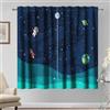 Kzzfqxb 107x215cm Tende da Esplorazione Spaziale 2 Pannelli, Astronauta Terra Pianeti Galassia da Finestra con Asta, Decorazione Fantasy Blu per Bambini Ragazzi Camera da Letto Soggiorno Asilo Nido