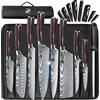 Dfito Set di Coltelli da Cucina Borsa a Rotolo, 8 pezzi set Coltelli da Cucina Professionali,Set di Coltelli da Chef Professionali in Acciaio inox ad Alto Tenore di Carbonio, Estremamente Affilati