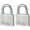 Master Lock 9140EURT Confezione da 2 Lucchetti a Chiave in Alluminio, Grigio, 4 x 5.9 x 1.3 cm
