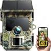 WOLFANG Fototrappola Solare 4K 30Fps, Wifi Bluetooth Fotocamera Caccia con Visione Notturna, Grandangolare 120 ° Fototrappole con Tempo di Scatto 0,1s, IP66 Impermeabile, Micro SD da 32 GB