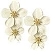 GPASTG Eleganti orecchini a goccia in metallo con doppio fiore in stile bohémien, opachi, eleganti, da donna, graziosi gioielli regalo, Metallo