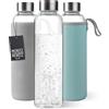 Moritz & Moritz Borraccia in Vetro Borosilicato 500 ml - Antigoccia con Custodia in Neoprene - Bottiglia Acqua Vetro per Bevande Calde, Fredde e Gassate - per Sport, Ufficio, Scuola e Viaggio