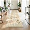 DEFYNEE Tappeto passatoia per corridoio, 60 x 240 cm, antiscivolo, a pelo corto, lavabile, pieghevole, design boho, per corridoio, cucina, soggiorno e ufficio, beige