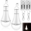 GAOUTO 2 lampadine con batteria: 12 W USB ricaricabili con gancio, luce di emergenza regolabile con 3 modalità di luce, lampadina a LED con telecomando, lampadina LED per luce di emergenza per interni ed