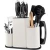 Astralong 4 in 1 Ceppo Coltelli Vuoto Universale, Ceppi Portacoltelli Vuoti Quadrato, Ceppo Portacoltelli da Cucina con Fessura per Posate, Blocco Porta Coltelli, Supporto Coltello Senza Coltello (Bianco)