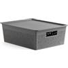 TATAY Cestino Portaoggetti Bohol 12 L | Scatola Organizzatrice con Coperchio | Ventilazione Ottimale | Sistema Modulare Impilabile | Manici Integrati | Plastica Riciclata | 30x39x13,5 cm, Grigio