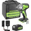 Greenworks GD24IW400K4 Bullonatrice a Impulsi a Batteria, Brushless, 0-2800 giri/min, 0-4000ipm, 400Nm di Coppia, Attacco Quadrato 1/2" (1,27cm), CON Batteria 24V 4Ah e Caricabatterie, Garanzia 3 Anni
