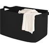 Hopelit Cesto portaoggetti per bambini con manici, grande cesto portabiancheria pieghevole in corda di cotone, per bagno, cameretta dei bambini, 60 x 40 cm, nero