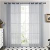 Deconovo Tende Trasparenti per Interni 2 Pezzi, Tende Voile Grigio con Anelli per Camera da Letto Cucina e Salotto Moderne e Leggere, 140x175 CM
