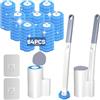 Ouxayapl Scopino WC Usa e Getta - Set di Scopino Bagno WC a Parete in 2 Pezzi, Comprensivo con 64 Testine con detergente e 2 Supporti per Riporle, per Pulizia WC, Bagno, Lavabo e Vasca
