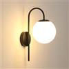 DELIPOP Applique da Parete Interno Vintage, Applique Sfera Nero, E27 Lampada da Parete Paralume di Vetro 15CM, Moderno Lampada a Muro per Camera da letto, Soggiorno, Corridoio, Comodino, Cucina, Scala