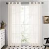 Deconovo Tende Trasparenti per Interni Moderne con Anelli - Set di 2 Pannelli in Voile Morbido per Camera da Letto e Soggiorno，140x260 cm，Beige