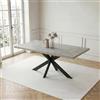 JIEXI Tavolo da pranzo moderno allungabile, 130-170 cm, rettangolare, con gambe in metallo a croce, tavolo da pranzo in MDF grigio, carico 150 kg, per soggiorno, ufficio