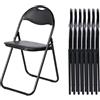 EGGREE Set di 8 Sedie Pieghevoli, Seduta in PVC Morbido Nero con Struttura in Metallo e Maniglia, Sedia da Campeggio Portatile con Capacità di Carico di 120 kg per Giardino, Ufficio, Relax