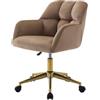 Vente-unique PASCAL MORABITO - Sedia da ufficio - Velluto - Beige e oro - Altezza regolabile - PEGA
